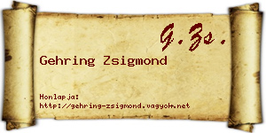 Gehring Zsigmond névjegykártya